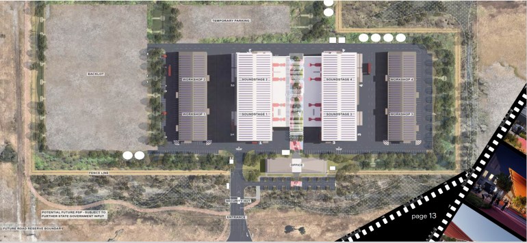 A schematic of the new Perth Film Studios from the government's 'problem and opportunity statement evaluation summary' document.