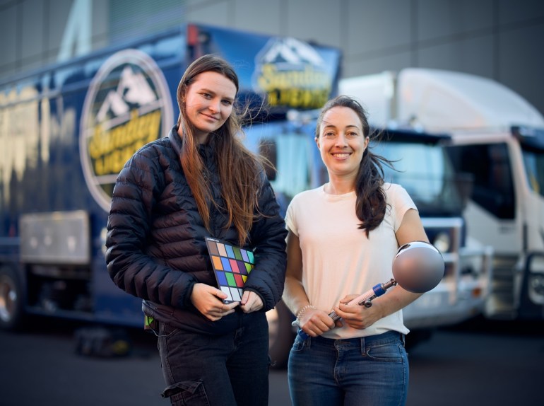 Genevieve Camilleri and Madi Sloan on the set of Together.